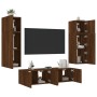 TV wall furniture with LED 6 pieces oak brown engineered wood by , TV Furniture - Ref: Foro24-3216838, Price: 232,74 €, Disco...