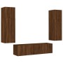 TV wall furniture with LED 6 pieces oak brown engineered wood by , TV Furniture - Ref: Foro24-3216838, Price: 236,99 €, Disco...