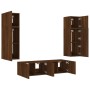 TV wall furniture with LED 6 pieces oak brown engineered wood by , TV Furniture - Ref: Foro24-3216838, Price: 232,74 €, Disco...