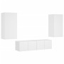 Muebles de TV de pared con LED 4 pzas madera ingeniería blanco de , Muebles TV - Ref: Foro24-3216846, Precio: 199,99 €, Descu...