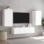 Muebles de TV de pared con LED 4 pzas madera ingeniería blanco de , Muebles TV - Ref: Foro24-3216846, Precio: 199,99 €, Descu...