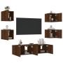 TV wall furniture with LED 6 pieces oak brown engineered wood by , TV Furniture - Ref: Foro24-3216859, Price: 190,94 €, Disco...