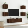 TV wall furniture with LED 6 pieces oak brown engineered wood by , TV Furniture - Ref: Foro24-3216859, Price: 190,94 €, Disco...