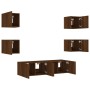 TV wall furniture with LED 6 pieces oak brown engineered wood by , TV Furniture - Ref: Foro24-3216859, Price: 190,94 €, Disco...