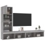 TV wall furniture with LED 4 pieces engineered wood gray Sonoma by , TV Furniture - Ref: Foro24-3216645, Price: 153,73 €, Dis...