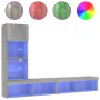 Muebles TV pared con LED 4 pzas madera ingeniería gris Sonoma de , Muebles TV - Ref: Foro24-3216645, Precio: 153,73 €, Descue...