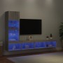 Muebles TV pared con LED 4 pzas madera ingeniería gris Sonoma de , Muebles TV - Ref: Foro24-3216645, Precio: 153,73 €, Descue...