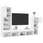 Wall TV cabinets with LED 4 pieces white engineered wood by , TV Furniture - Ref: Foro24-3216647, Price: 192,54 €, Discount: %