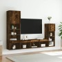 TV wall furniture with LED 4 pieces engineered wood smoked oak by , TV Furniture - Ref: Foro24-3216651, Price: 183,41 €, Disc...