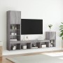 TV wall furniture with LED 4 pieces engineered wood gray Sonoma by , TV Furniture - Ref: Foro24-3216666, Price: 173,41 €, Dis...