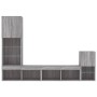 Muebles TV pared con LED 4 pzas madera ingeniería gris Sonoma de , Muebles TV - Ref: Foro24-3216666, Precio: 173,99 €, Descue...