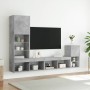 TV wall furniture with LED 4 pieces concrete gray engineered wood by , TV Furniture - Ref: Foro24-3216664, Price: 178,90 €, D...