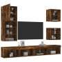 TV wall furniture with LED 5 pieces engineered wood smoked oak by , TV Furniture - Ref: Foro24-3216679, Price: 195,22 €, Disc...