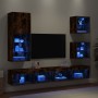 Muebles TV pared con LED 5 pzas madera ingeniería roble ahumado de , Muebles TV - Ref: Foro24-3216679, Precio: 195,22 €, Desc...