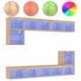 Muebles TV pared con LED 8 pzas madera ingeniería roble Sonoma de , Muebles TV - Ref: Foro24-3216670, Precio: 237,99 €, Descu...