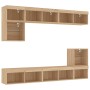 Muebles TV pared con LED 8 pzas madera ingeniería roble Sonoma de , Muebles TV - Ref: Foro24-3216670, Precio: 237,99 €, Descu...