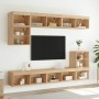 Muebles TV pared con LED 8 pzas madera ingeniería roble Sonoma de , Muebles TV - Ref: Foro24-3216670, Precio: 237,99 €, Descu...