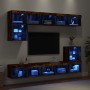 Muebles TV pared con LED 8 pzas madera ingeniería roble ahumado de , Muebles TV - Ref: Foro24-3216672, Precio: 235,83 €, Desc...