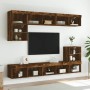 Muebles TV pared con LED 8 pzas madera ingeniería roble ahumado de , Muebles TV - Ref: Foro24-3216672, Precio: 235,83 €, Desc...