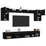 Wall TV cabinets with LED 6 pieces black engineered wood by , TV Furniture - Ref: Foro24-3216687, Price: 164,69 €, Discount: %