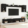 Wall TV cabinets with LED 6 pieces black engineered wood by , TV Furniture - Ref: Foro24-3216687, Price: 164,69 €, Discount: %