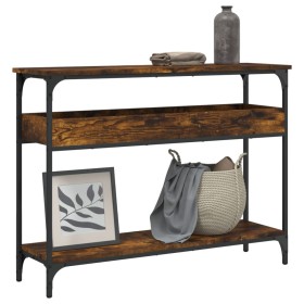 Mesa consola estante madera ingeniería roble humo 100x29x75 cm de , Mesas auxiliares - Ref: Foro24-837719, Precio: 55,24 €, D...