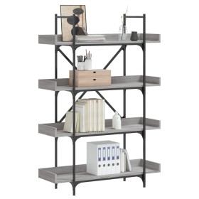 Bookcase with 4 shelves gray Sonoma wood 100x33x145.5 cm by , Bookcases and shelves - Ref: Foro24-837695, Price: 82,58 €, Dis...