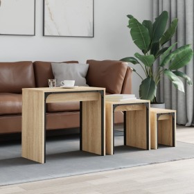 Stackable coffee tables 3 pieces engineered wood Sonoma oak by , Coffee table - Ref: Foro24-837823, Price: 46,99 €, Discount: %