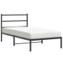 Bed frame with black metal headboard 100x190 cm by , Beds and slatted bases - Ref: Foro24-355359, Price: 61,81 €, Discount: %