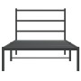 Bed frame with black metal headboard 100x190 cm by , Beds and slatted bases - Ref: Foro24-355359, Price: 61,81 €, Discount: %