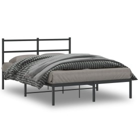 Bed frame with black metal headboard 140x190 cm by , Beds and slatted bases - Ref: Foro24-355365, Price: 87,92 €, Discount: %