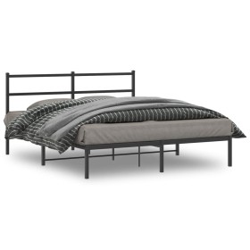 Bettgestell mit schwarzem Metallkopfteil 150x200 cm von , Betten und Lattenroste - Ref: Foro24-355367, Preis: 96,76 €, Rabatt: %