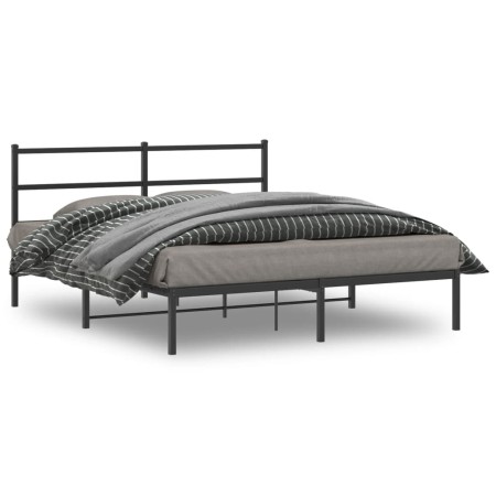 Bed frame with black metal headboard 150x200 cm by , Beds and slatted bases - Ref: Foro24-355367, Price: 96,76 €, Discount: %