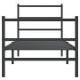 Bed frame with headboard and black metal footboard 75x190 cm by , Beds and slatted bases - Ref: Foro24-355373, Price: 65,11 €...