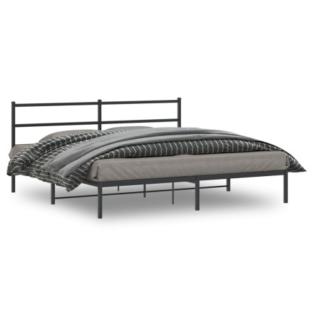 Estructura de cama con cabecero metal negro 193x203 cm de , Camas y somieres - Ref: Foro24-355371, Precio: 100,37 €, Descuent...