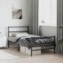 Bed frame with headboard and black metal footboard 100x200cm by , Beds and slatted bases - Ref: Foro24-355378, Price: 72,64 €...