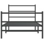 Bed frame with headboard and black metal footboard 100x200cm by , Beds and slatted bases - Ref: Foro24-355378, Price: 72,64 €...