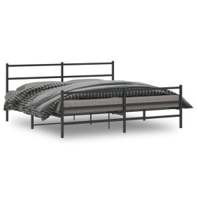 Bed frame with headboard and black metal footboard 200x200cm by , Beds and slatted bases - Ref: Foro24-355390, Price: 119,99 ...