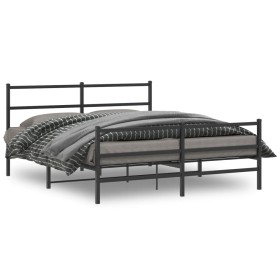 Bed frame with headboard and black metal footboard 160x200cm by , Beds and slatted bases - Ref: Foro24-355386, Price: 111,99 ...