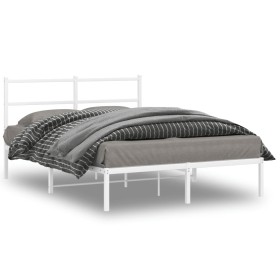 Metal bed frame with white headboard 140x190 cm by , Beds and slatted bases - Ref: Foro24-355414, Price: 87,82 €, Discount: %