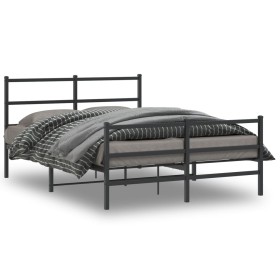 Bed frame with headboard and black metal footboard 140x200cm by , Beds and slatted bases - Ref: Foro24-355384, Price: 98,75 €...