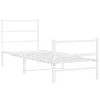 Metal bed frame with headboard and white footboard 80x200 cm by , Beds and slatted bases - Ref: Foro24-355423, Price: 62,99 €...