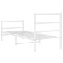 Metal bed frame with headboard and white footboard 80x200 cm by , Beds and slatted bases - Ref: Foro24-355423, Price: 62,99 €...