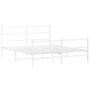 Metal bed frame with headboard and white footboard 160x200 cm by , Beds and slatted bases - Ref: Foro24-355435, Price: 104,96...