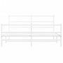 Metal bed frame with headboard and white footboard 160x200 cm by , Beds and slatted bases - Ref: Foro24-355435, Price: 104,96...