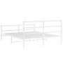 Metal bed frame with headboard and white footboard 160x200 cm by , Beds and slatted bases - Ref: Foro24-355435, Price: 104,96...