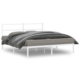 Bettgestell aus Metall mit weißem Kopfteil 150x200 cm von , Betten und Lattenroste - Ref: Foro24-355416, Preis: 90,99 €, Raba...