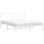 Estructura de cama de metal con cabecero blanca 150x200 cm de , Camas y somieres - Ref: Foro24-355416, Precio: 90,39 €, Descu...