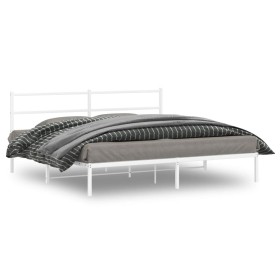 Bettgestell aus weißem Metall mit Kopfteil 200x200 cm von , Betten und Lattenroste - Ref: Foro24-355421, Preis: 101,99 €, Rab...