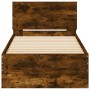 Cama con cabecero madera de ingeniería roble ahumado 90x190 cm de , Camas y somieres - Ref: Foro24-838656, Precio: 81,80 €, D...